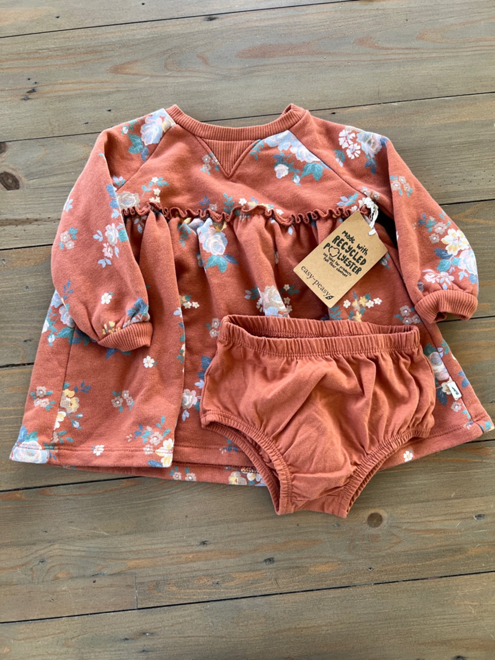 Carter's Rust Floral Baby Matching Set - Dress & Bloomers